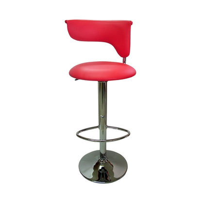 Red And Silver Faux Leather And Metal Low Back Adjustable Height Bar Chair HomeRoots