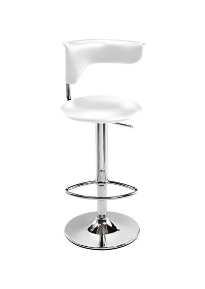 White And Silver Faux Leather And Metal Low Back Adjustable Height Bar Chair HomeRoots