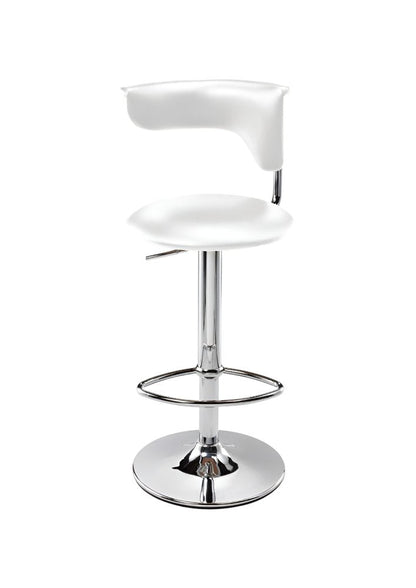 White And Silver Faux Leather And Metal Low Back Adjustable Height Bar Chair HomeRoots