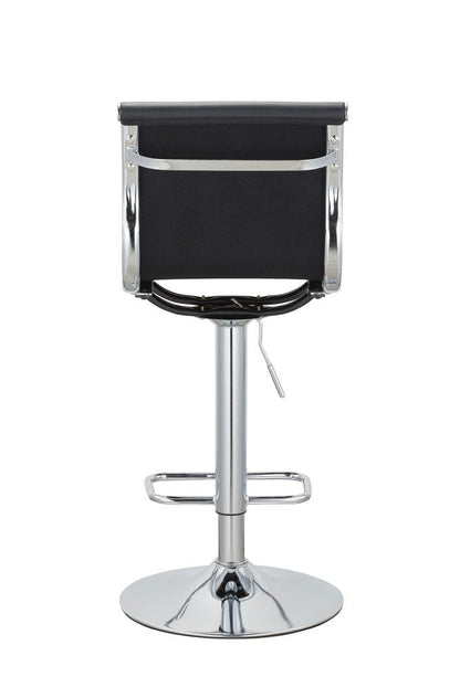 Set of Two Black And Silver Faux Leather And Metal Low Back Adjustable Height Bar Chairs HomeRoots