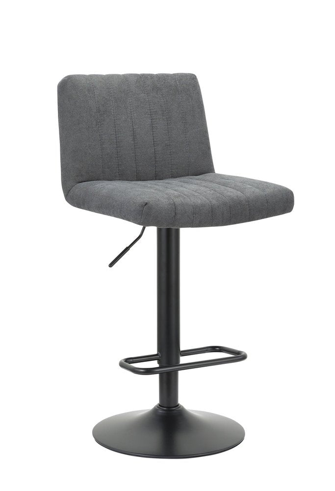 Set of Two Gray And Black Fabric And Metal Low Back Adjustable Height Bar Chairs HomeRoots