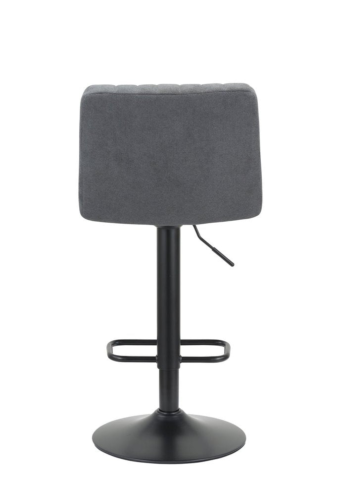 Set of Two Gray And Black Fabric And Metal Low Back Adjustable Height Bar Chairs HomeRoots