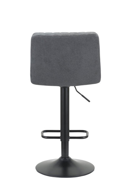 Set of Two Gray And Black Fabric And Metal Low Back Adjustable Height Bar Chairs HomeRoots