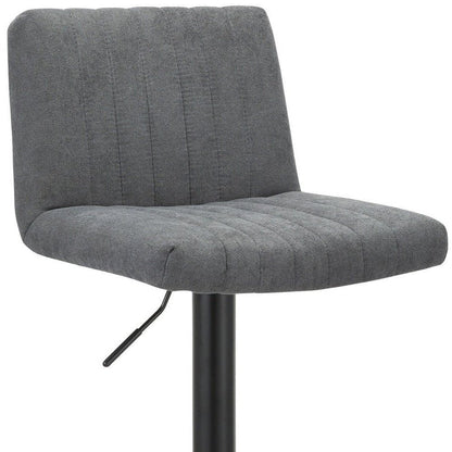 Set of Two Gray And Black Fabric And Metal Low Back Adjustable Height Bar Chairs HomeRoots