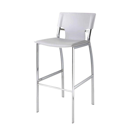 Set of Two 25" White And Silver Faux Leather And Metal Low Back Counter Height Bar Chairs HomeRoots