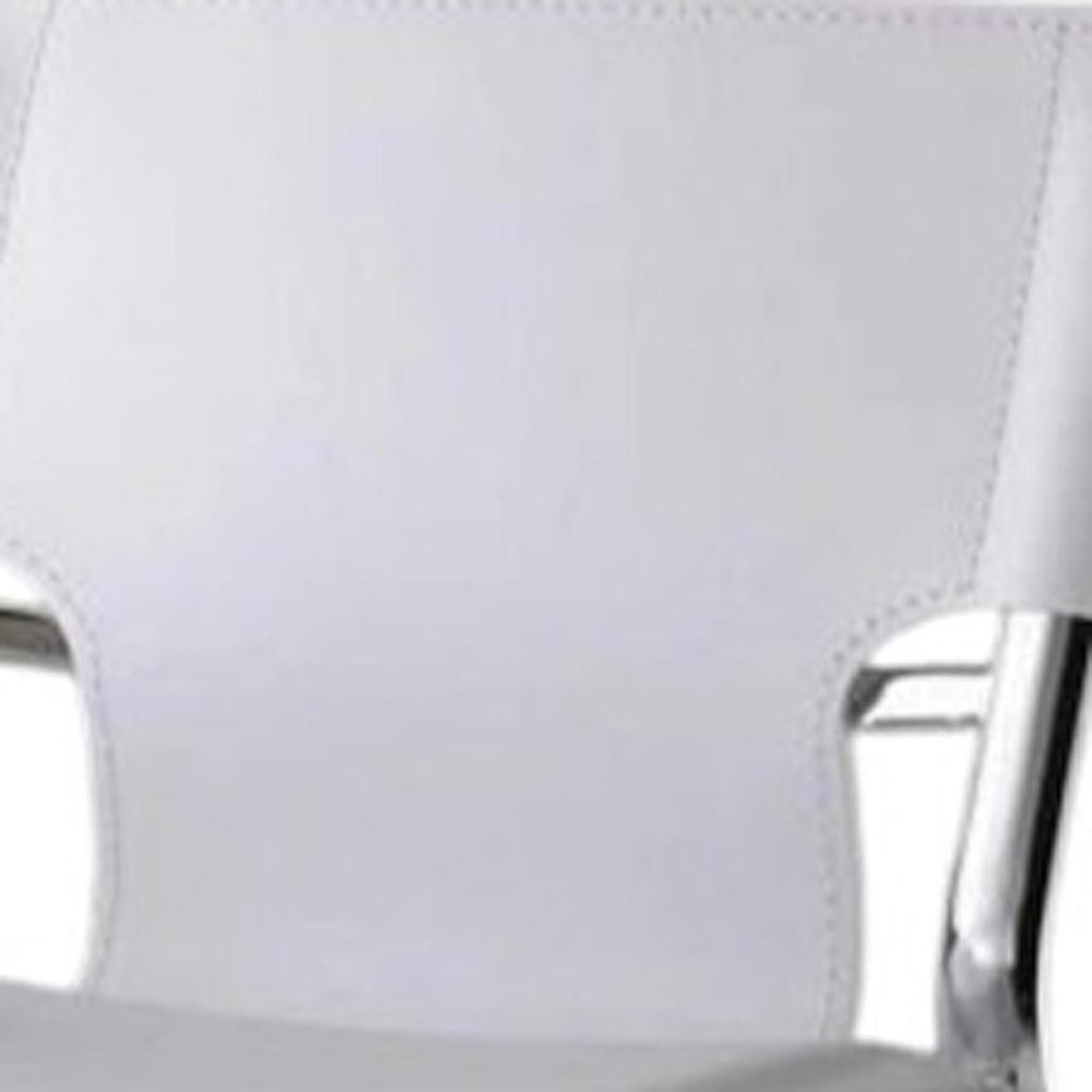 Set of Two 25" White And Silver Faux Leather And Metal Low Back Counter Height Bar Chairs HomeRoots