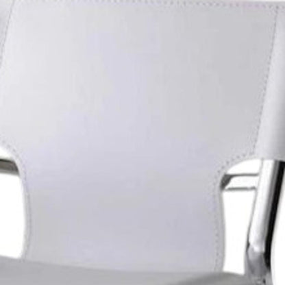 Set of Two 25" White And Silver Faux Leather And Metal Low Back Counter Height Bar Chairs HomeRoots