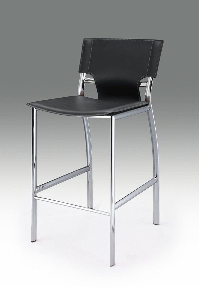 Set of Two 29" Gray And Silver Faux Leather And Metal Low Back Bar Height Bar Chairs HomeRoots