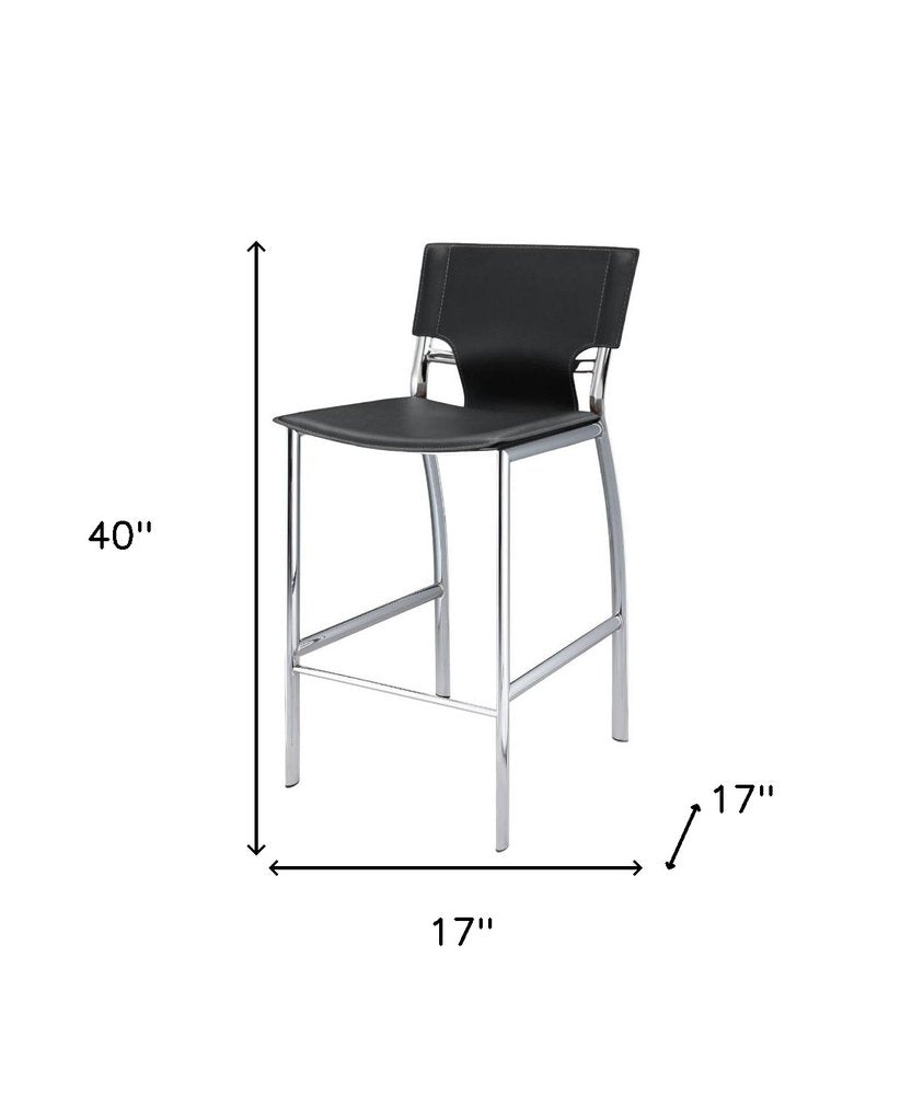 Set of Two 29" Gray And Silver Faux Leather And Metal Low Back Bar Height Bar Chairs HomeRoots