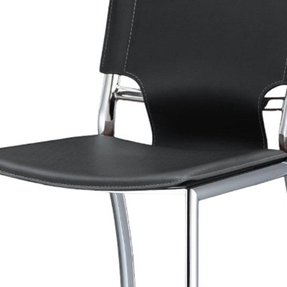 Set of Two 29" Gray And Silver Faux Leather And Metal Low Back Bar Height Bar Chairs HomeRoots