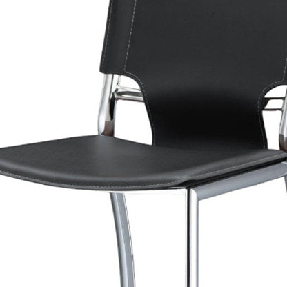 Set of Two 29" Gray And Silver Faux Leather And Metal Low Back Bar Height Bar Chairs HomeRoots