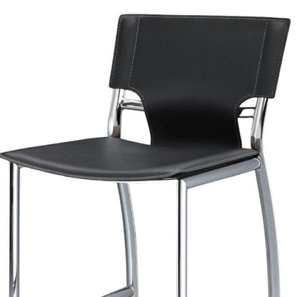 Set of Two 29" Gray And Silver Faux Leather And Metal Low Back Bar Height Bar Chairs HomeRoots