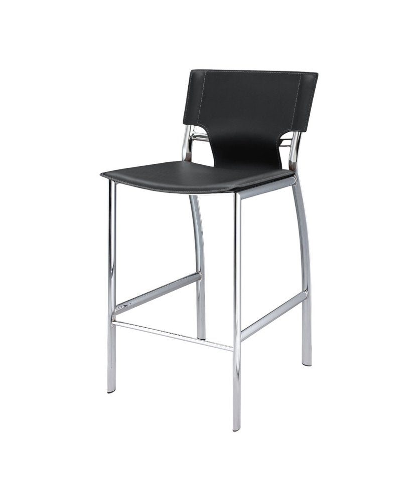 Set of Two 29" Gray And Silver Faux Leather And Metal Low Back Bar Height Bar Chairs HomeRoots
