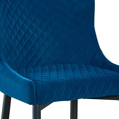 Set of Two 26" Blue And Black Velvet And Metal Low Back Counter Height Bar Chairs HomeRoots