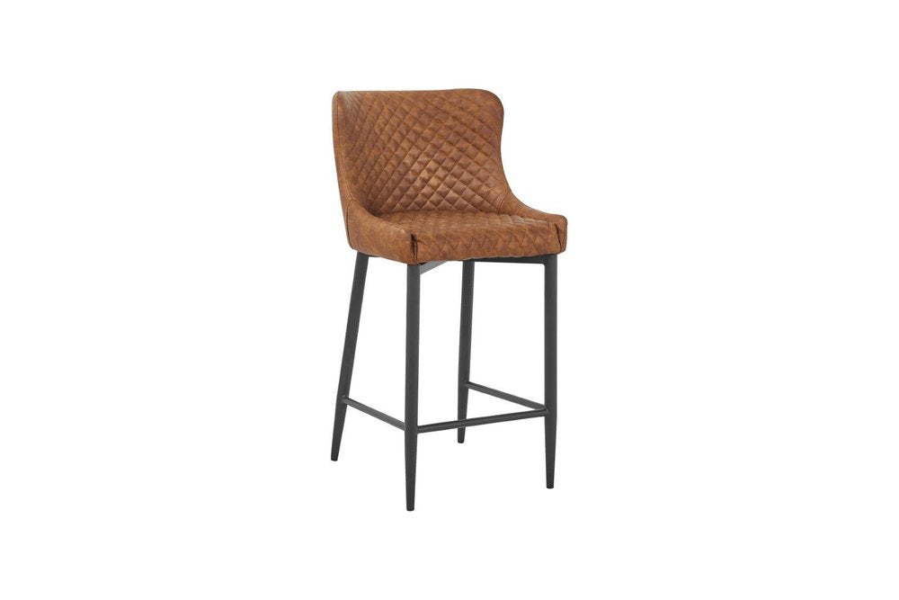 Set of Two 26" Orange And Black Faux Leather And Metal Low Back Counter Height Bar Chairs HomeRoots