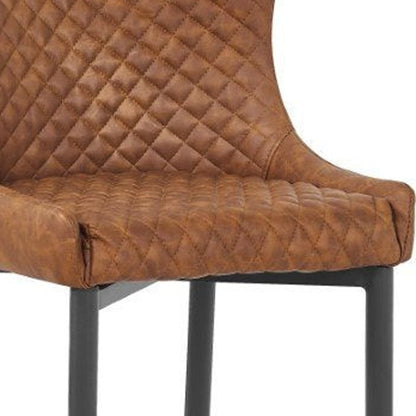 Set of Two 26" Orange And Black Faux Leather And Metal Low Back Counter Height Bar Chairs HomeRoots