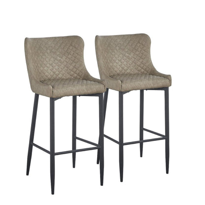 Set of Two 26" Gray And Black Faux Leather And Metal Low Back Counter Height Bar Chairs HomeRoots