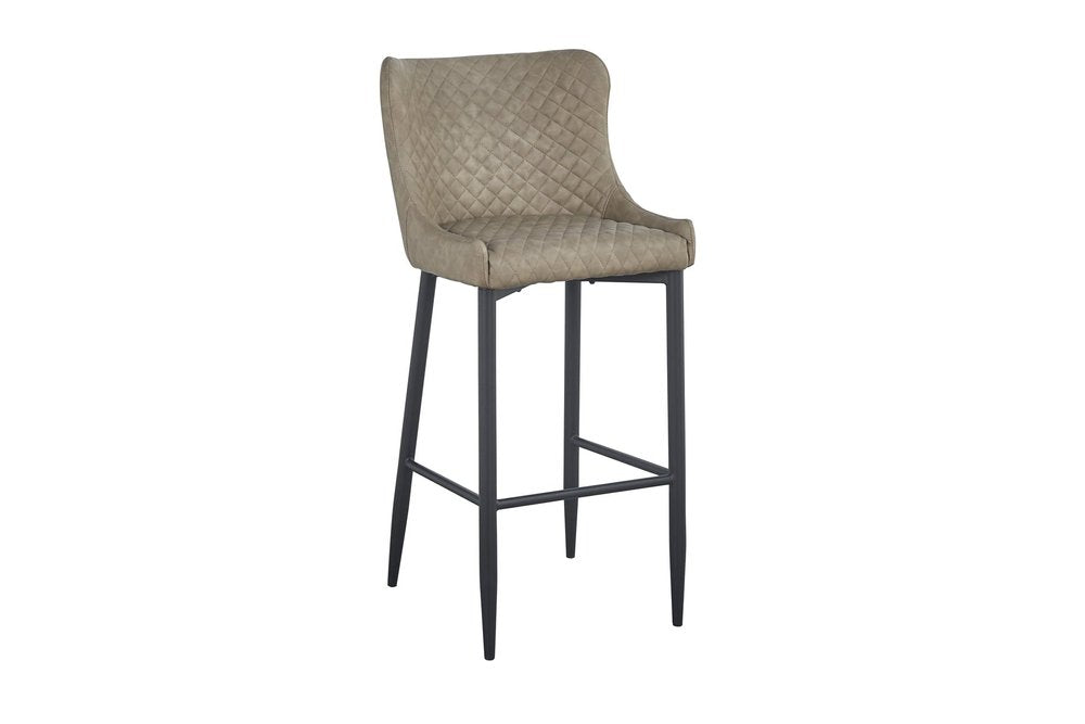 Set of Two 30" Gray And Black Faux Leather And Metal Low Back Bar Height Bar Chairs HomeRoots