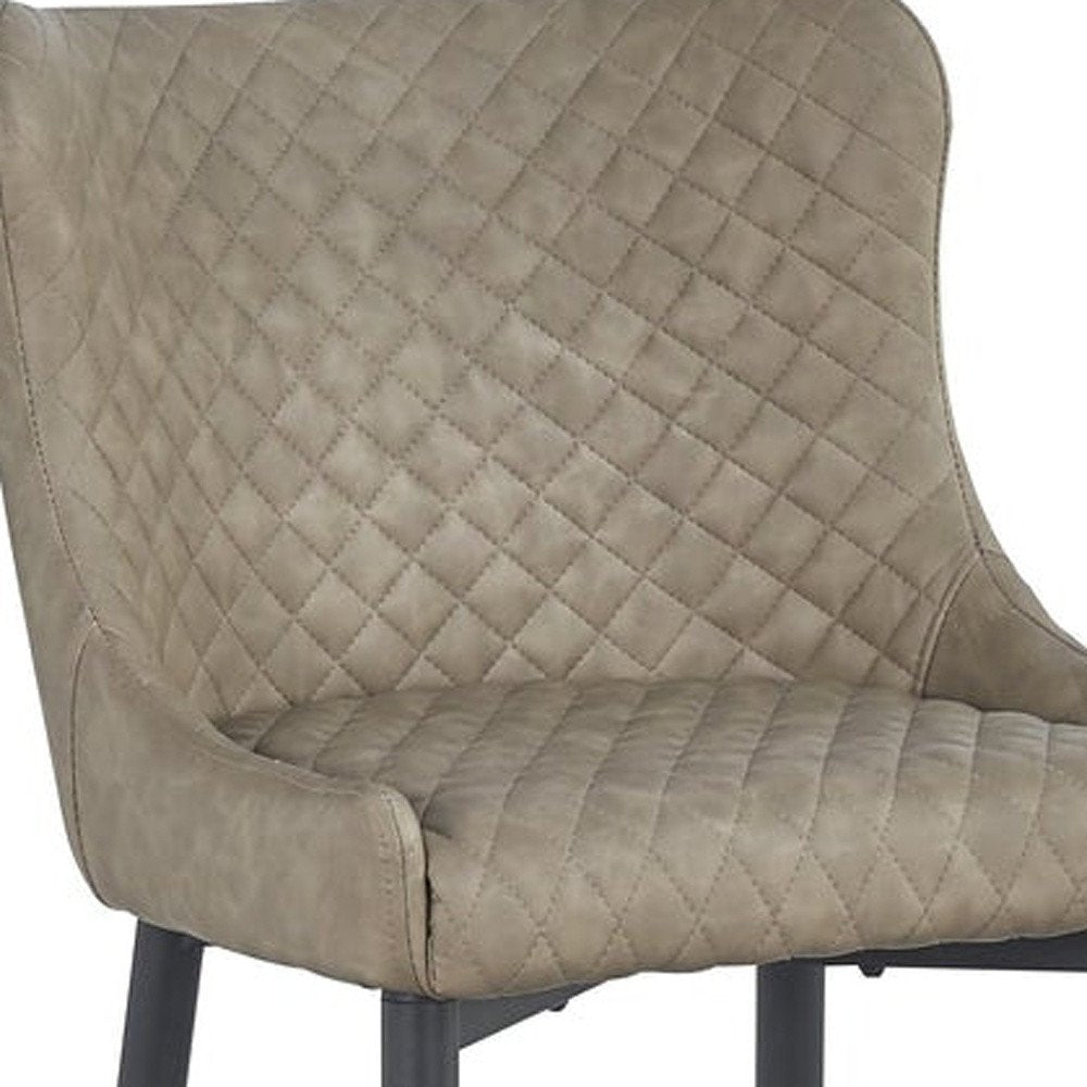 Set of Two 30" Gray And Black Faux Leather And Metal Low Back Bar Height Bar Chairs HomeRoots