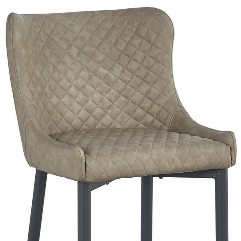 Set of Two 30" Gray And Black Faux Leather And Metal Low Back Bar Height Bar Chairs HomeRoots