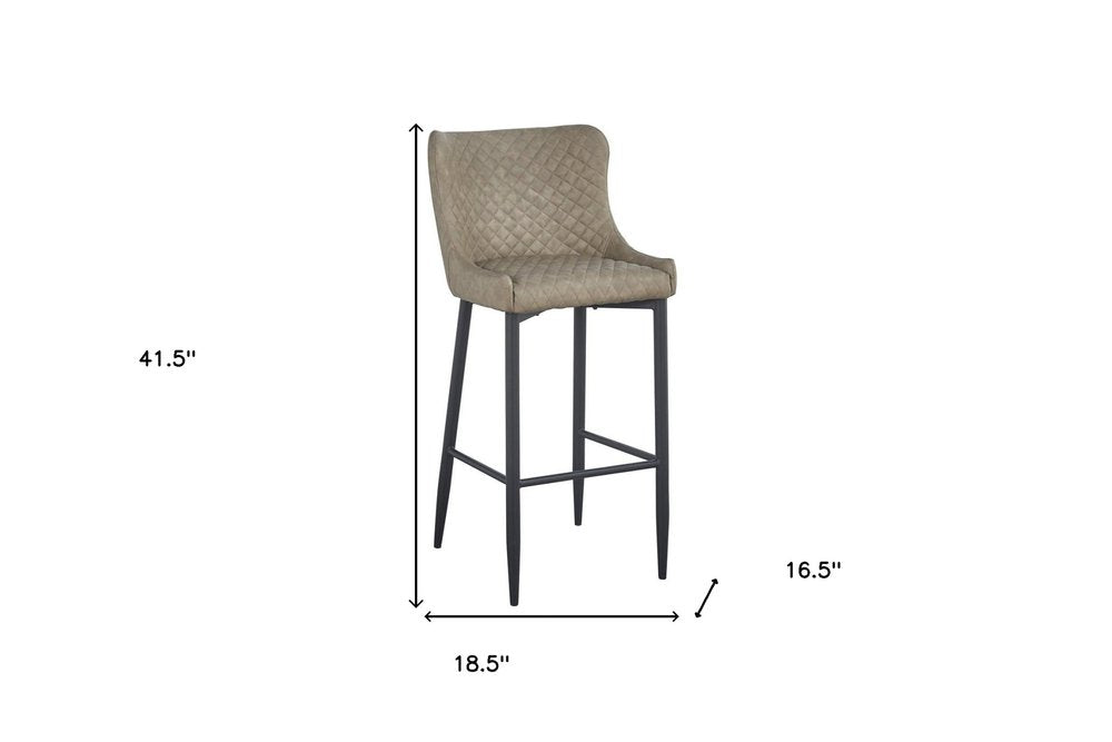 Set of Two 30" Gray And Black Faux Leather And Metal Low Back Bar Height Bar Chairs HomeRoots