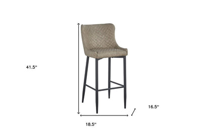 Set of Two 30" Gray And Black Faux Leather And Metal Low Back Bar Height Bar Chairs HomeRoots