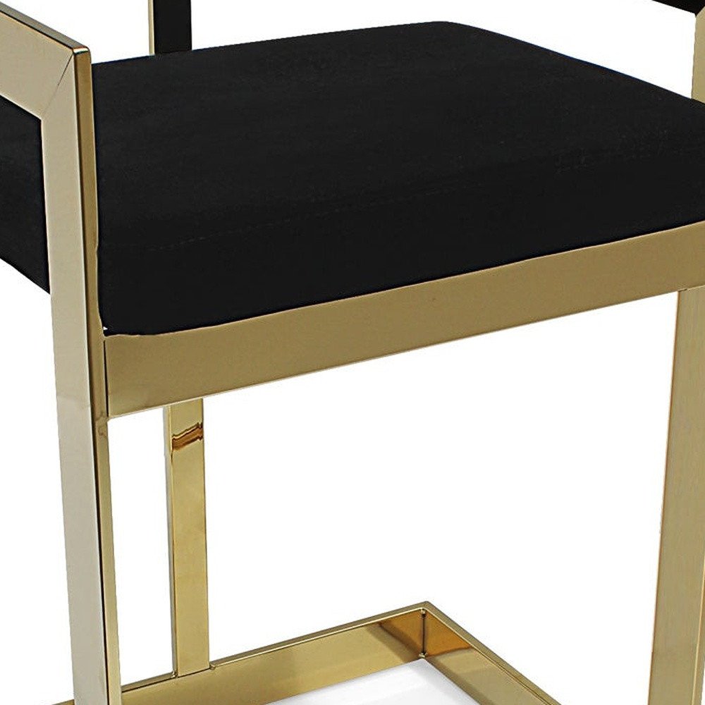 30" Black And Gold Velvet And Steel Low Back Bar Height Bar Chair HomeRoots