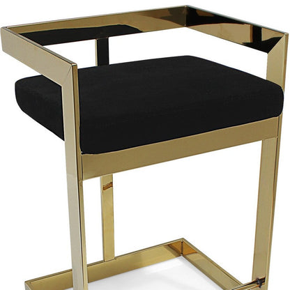 30" Black And Gold Velvet And Steel Low Back Bar Height Bar Chair HomeRoots