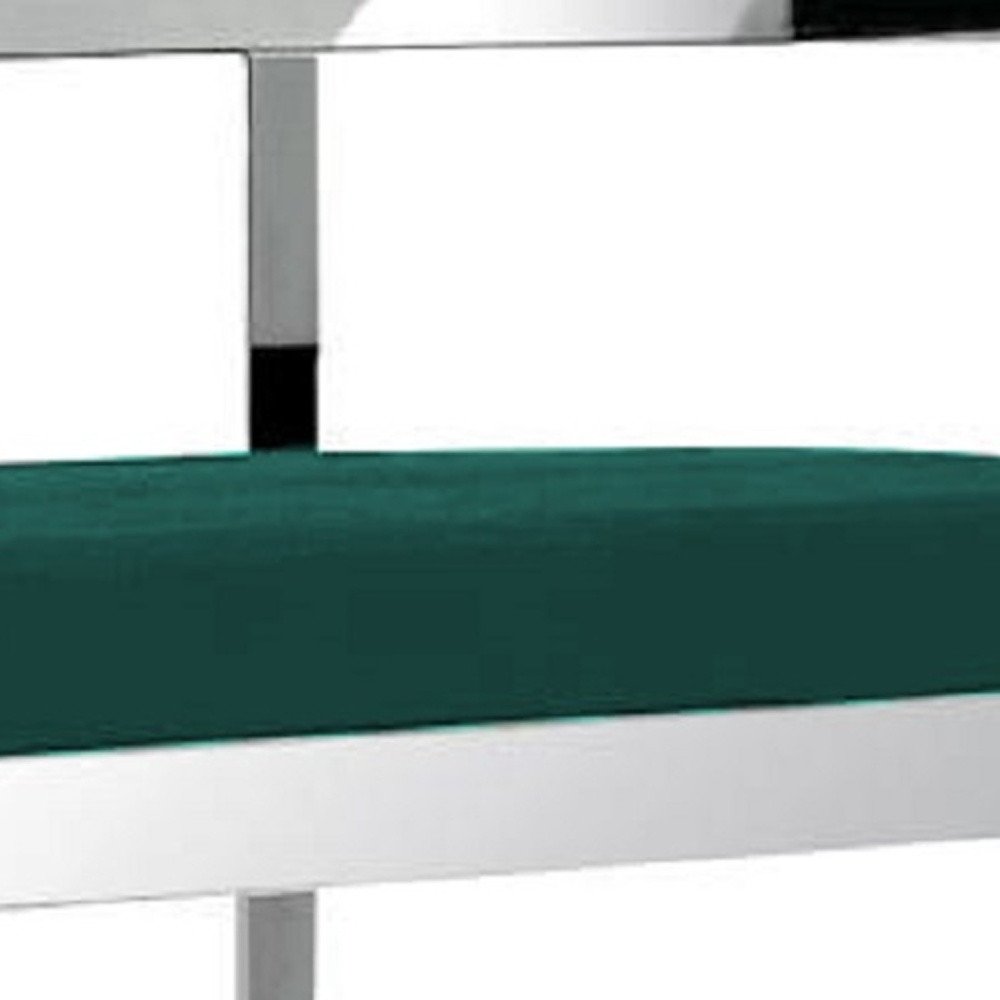 30" Green And Silver Velvet And Metal Low Back Bar Height Bar Chair HomeRoots