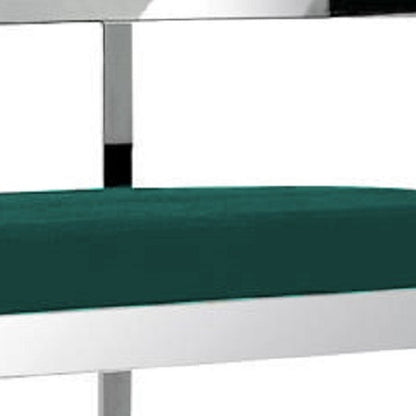 30" Green And Silver Velvet And Metal Low Back Bar Height Bar Chair HomeRoots