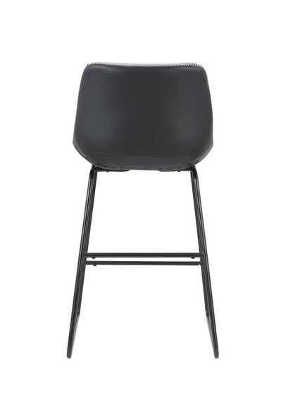Set of Two Black Faux Leather And Metal Low Back Counter Height Bar Chairs HomeRoots