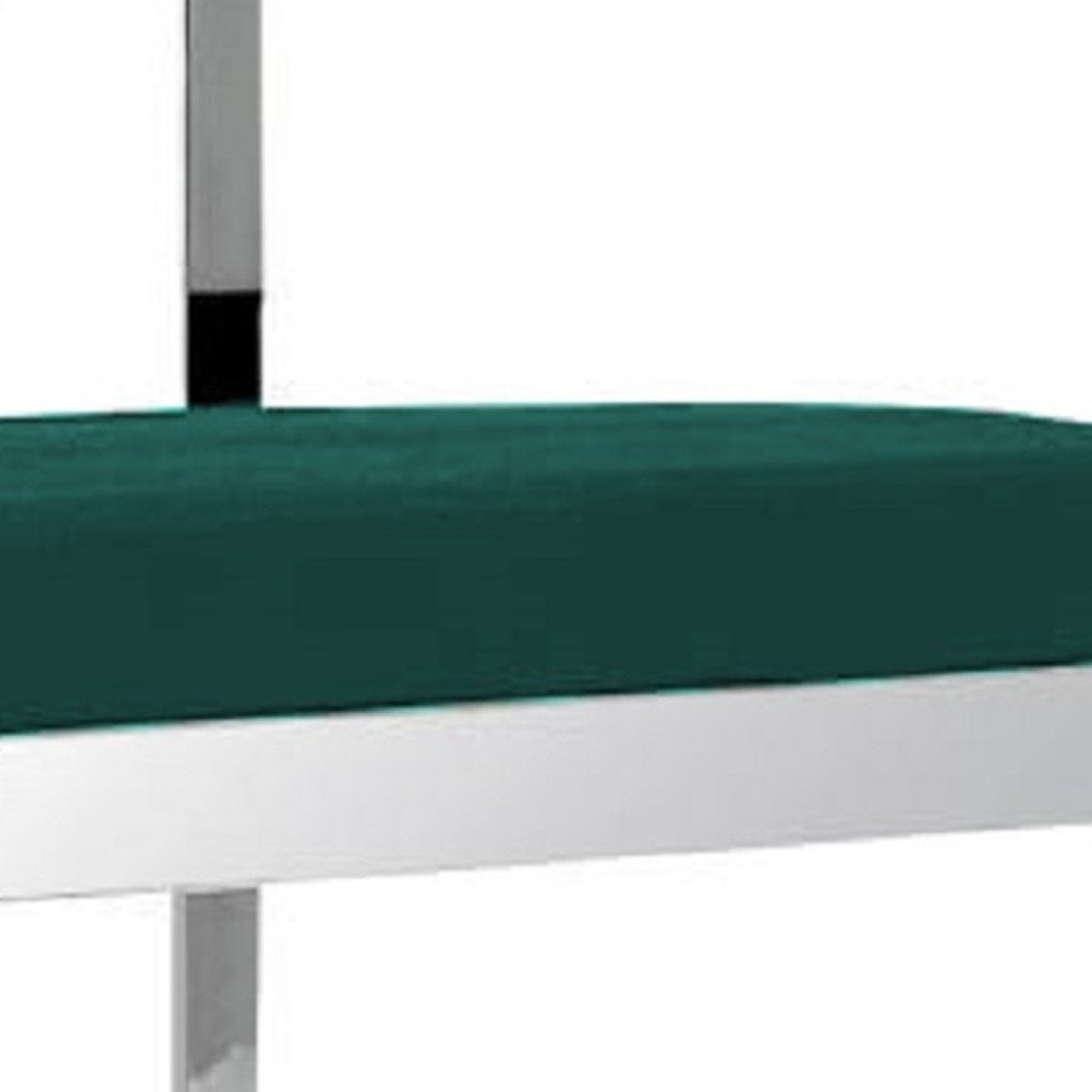 26" Green And Silver Velvet And Steel Low Back Counter Height Bar Chair HomeRoots