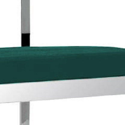 26" Green And Silver Velvet And Steel Low Back Counter Height Bar Chair HomeRoots