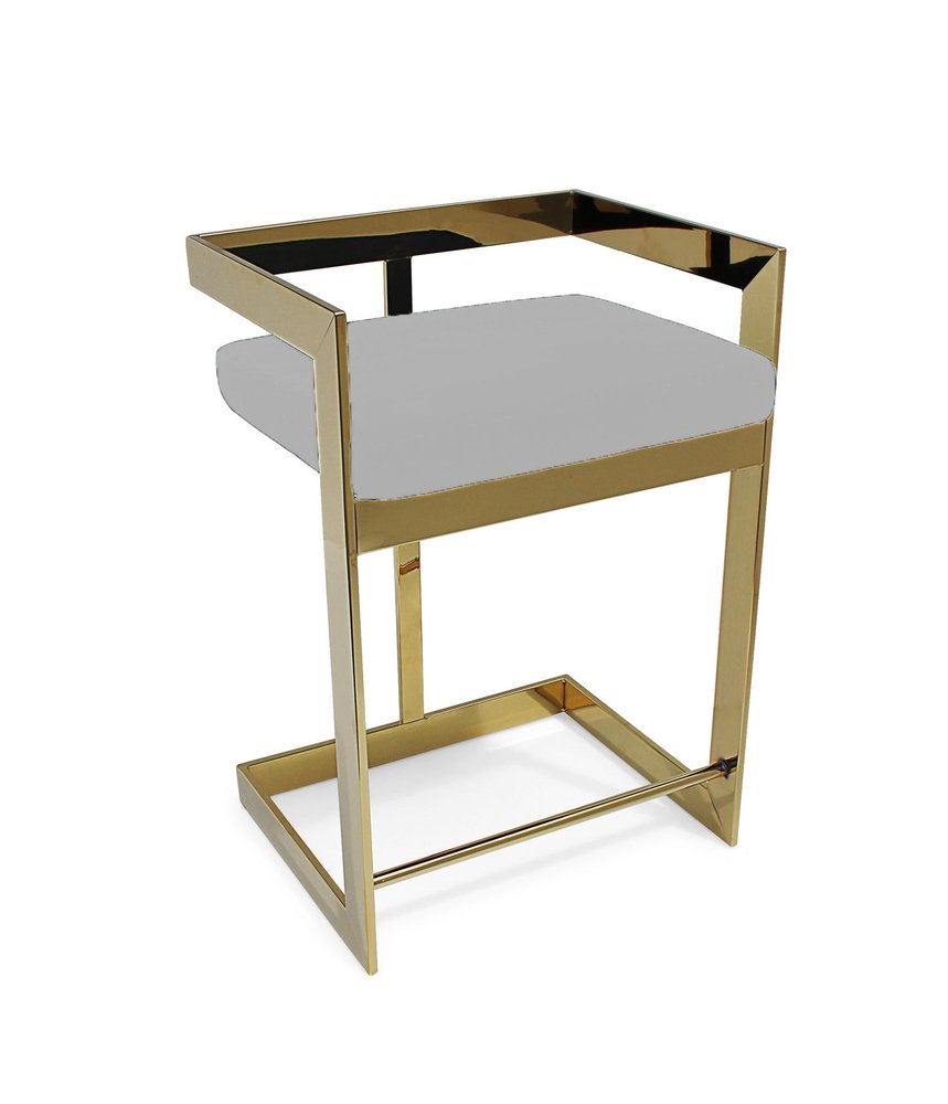 26" Gold And Gray Velvet And Metal Low Back Counter Height Bar Chair HomeRoots