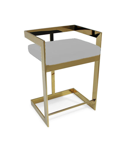 26" Gold And Gray Velvet And Metal Low Back Counter Height Bar Chair HomeRoots