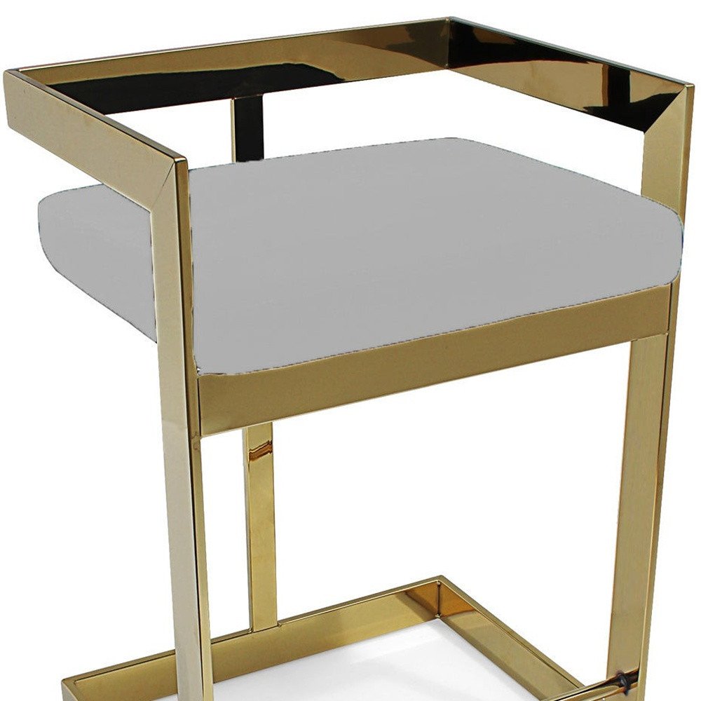 26" Gold And Gray Velvet And Metal Low Back Counter Height Bar Chair HomeRoots