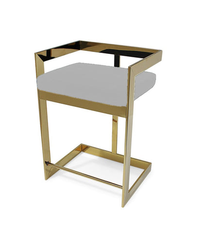 26" Gold And Gray Velvet And Metal Low Back Counter Height Bar Chair HomeRoots