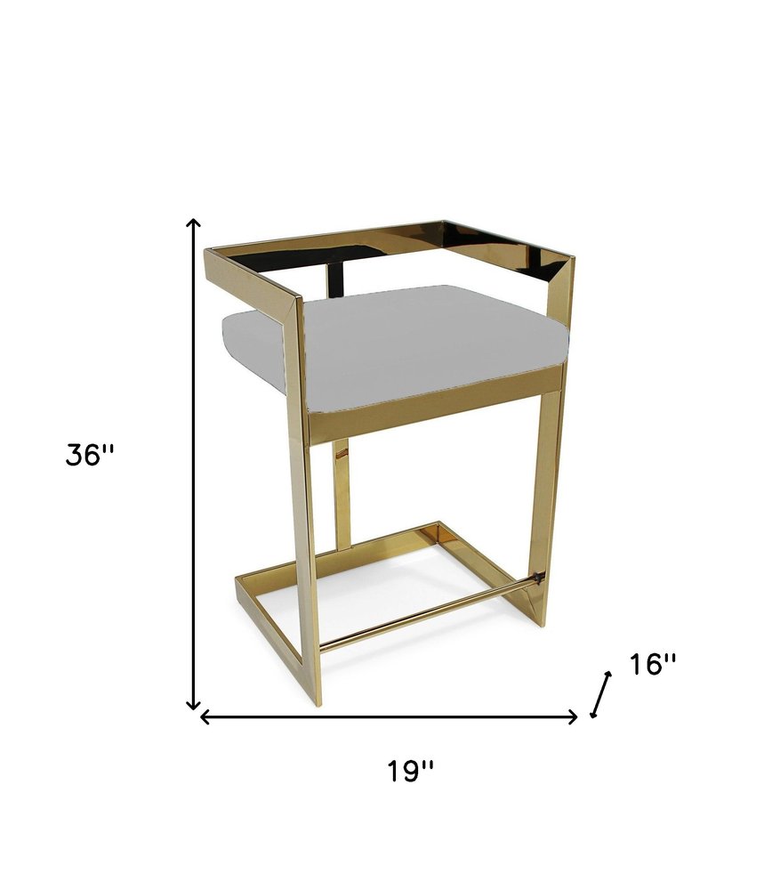 26" Gold And Gray Velvet And Metal Low Back Counter Height Bar Chair HomeRoots