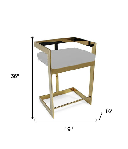 26" Gold And Gray Velvet And Metal Low Back Counter Height Bar Chair HomeRoots