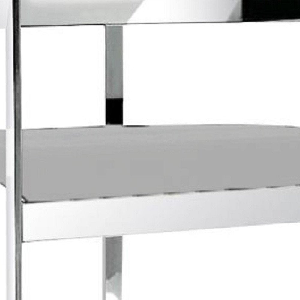 26" Gray And Silver Velvet And Steel Low Back Counter Height Bar Chair HomeRoots