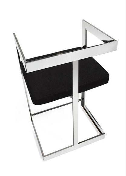 26" Black And Silver Velvet And Steel Low Back Counter Height Bar Chair HomeRoots