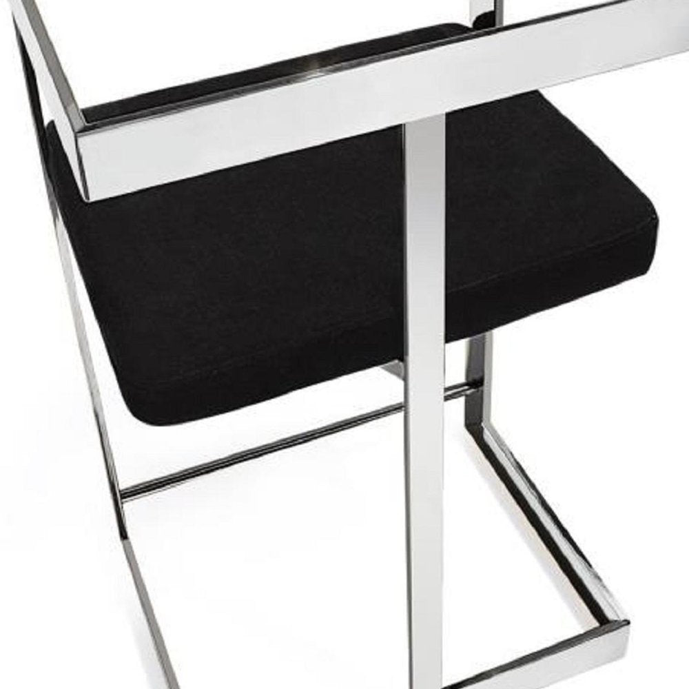26" Black And Silver Velvet And Steel Low Back Counter Height Bar Chair — view 6