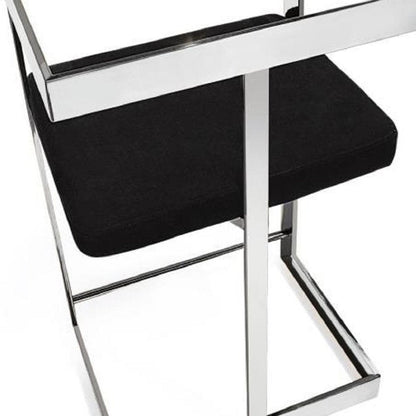 26" Black And Silver Velvet And Steel Low Back Counter Height Bar Chair HomeRoots
