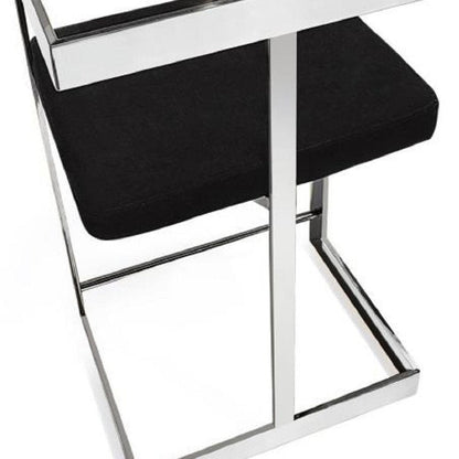 26" Black And Silver Velvet And Steel Low Back Counter Height Bar Chair HomeRoots