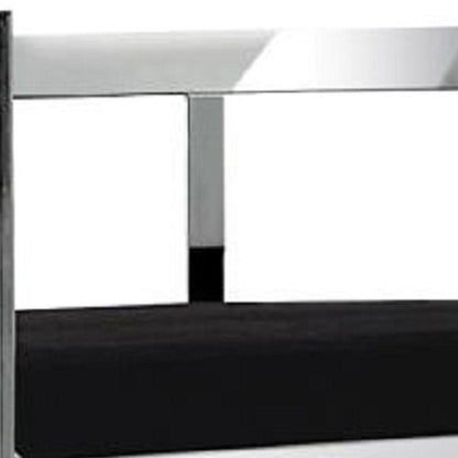 26" Black And Silver Velvet And Steel Low Back Counter Height Bar Chair HomeRoots