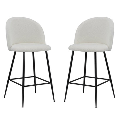 Set of Two 26" White And Black Fabric And Metal Low Back Counter Height Bar Chairs HomeRoots