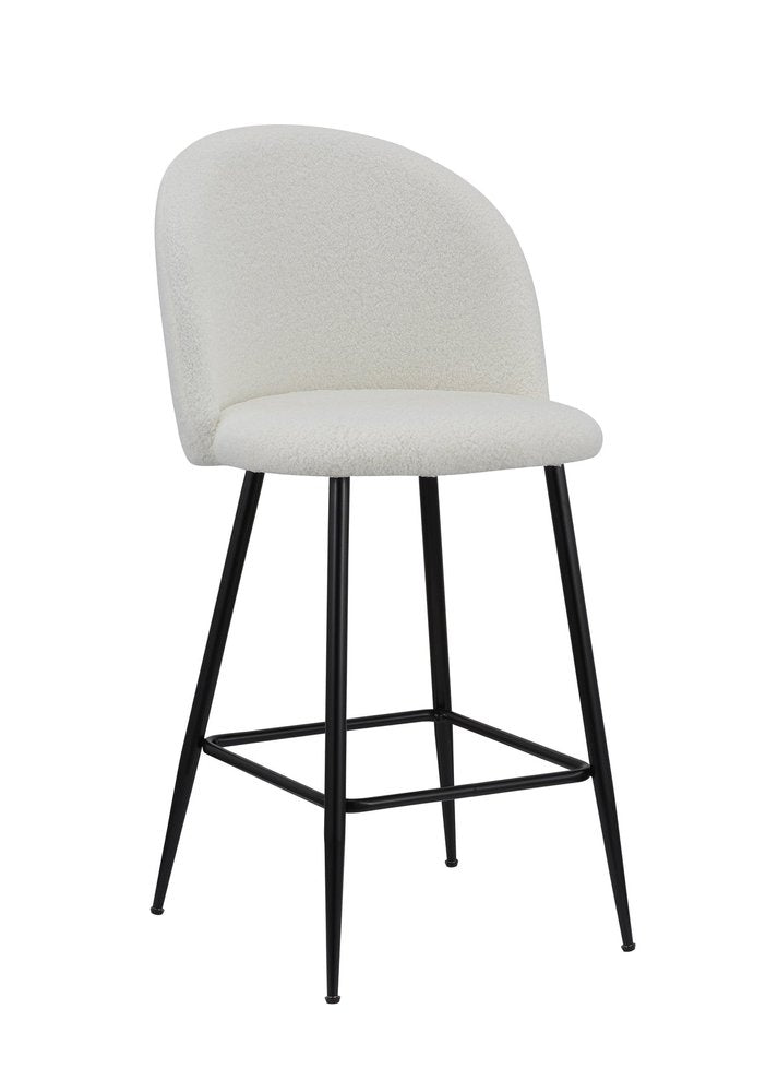 Set of Two 26" White And Black Fabric And Metal Low Back Counter Height Bar Chairs HomeRoots
