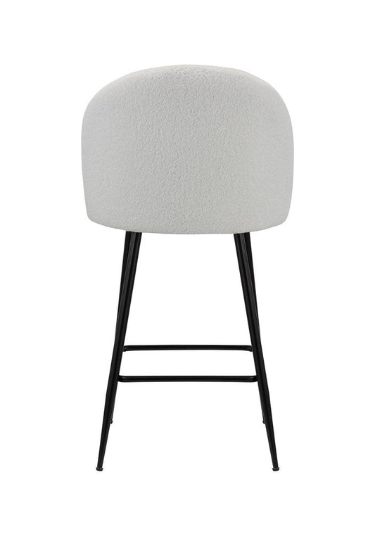 Set of Two 26" White And Black Fabric And Metal Low Back Counter Height Bar Chairs HomeRoots
