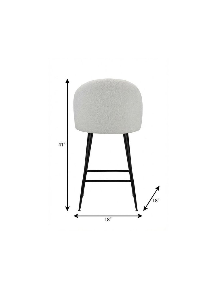 Set of Two 26" White And Black Fabric And Metal Low Back Counter Height Bar Chairs HomeRoots
