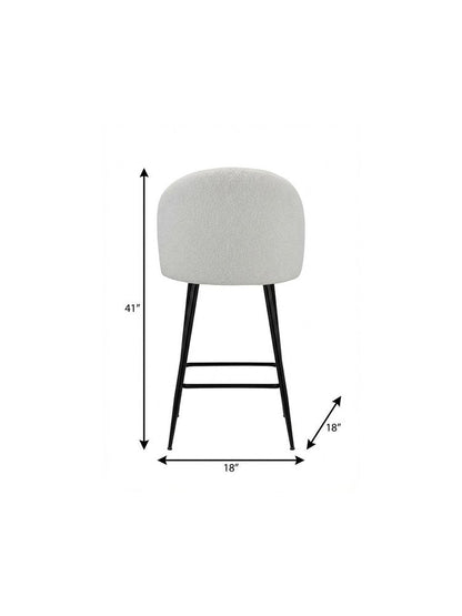 Set of Two 26" White And Black Fabric And Metal Low Back Counter Height Bar Chairs HomeRoots